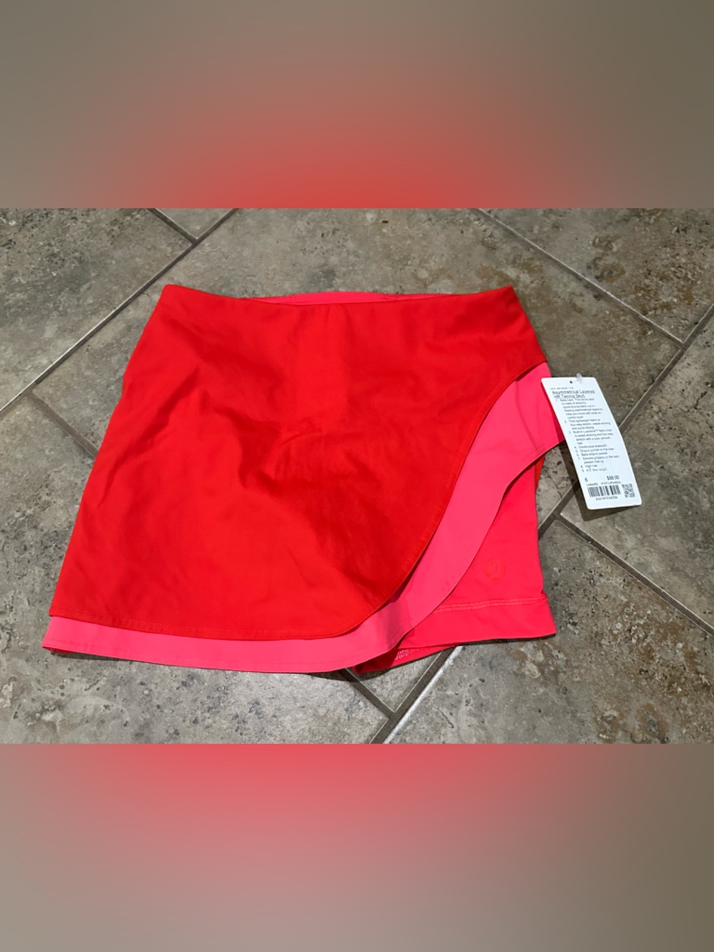 NWT Lululemon Asymmetrical Layered HR Tennis Skirt in Red Lip Gloss Pink size 6